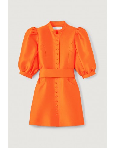 ORANGE Satin Puff Sleeve Mini Dress Amélioration de cerveau avec