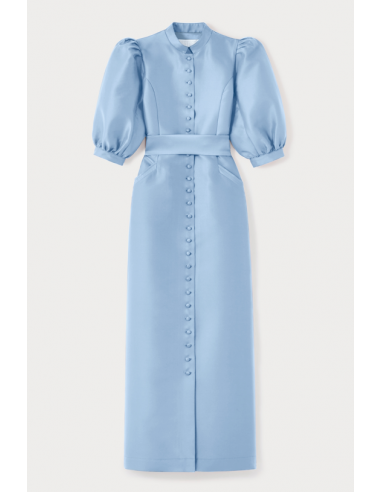 NIAGARA BLUE Satin Puff Sleeve Maxi Dress soldes