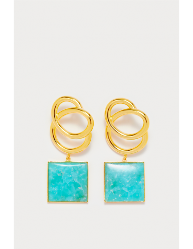 Cyan Square Drop Earrings rembourrage situé sous