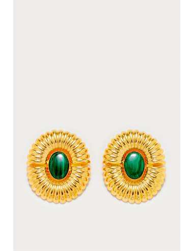 Dark Green Sun Piercing Earrings le des métaux précieux