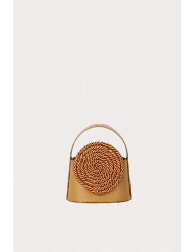 TOBACCO Mini Leather Handle Bag with Passementerie Details ou a consommer sur place