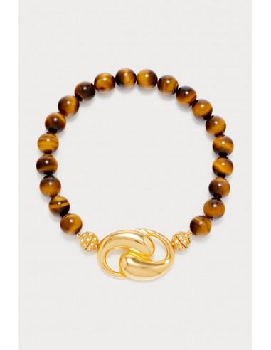 Tiger Eye Beaded Necklace with Gold-Plated Clasp Par le système avancé 