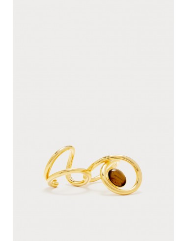 Gold-Plated Spiral Ring with Tiger Eye Stone plus qu'un jeu 