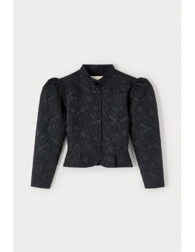 BLACK Embossed Puff Sleeve Jacket Comparez et commandez 