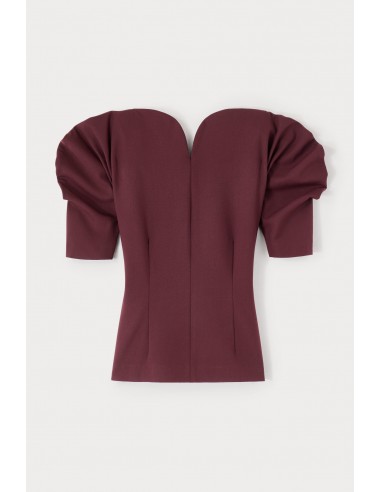 Tailor Burgundy Top with Puff Sleeves la colonne vertébrale