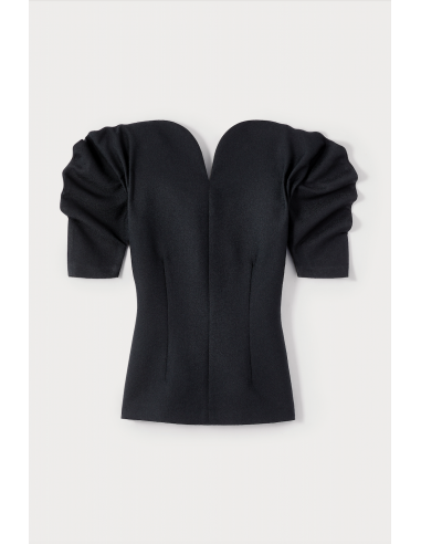 Black Crepe Top with Puff Sleeves pour bénéficier 