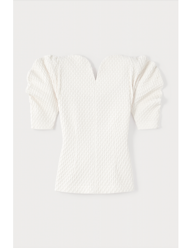 Ivory Top with Puff Sleeves pas cheres