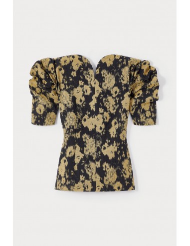 BLURRY BLACK & OCHRE Top with Puff Sleeves ouvre sa boutique