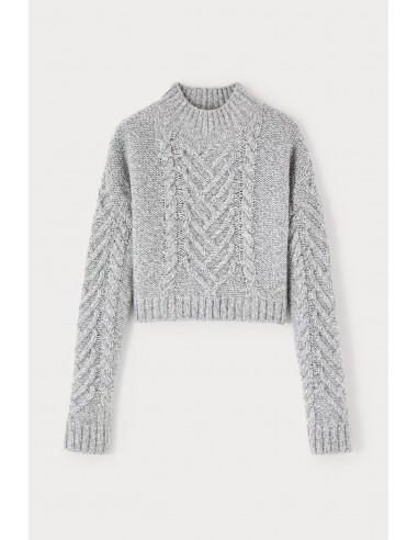 Wool Cable Grey Cropped Sweater outlet