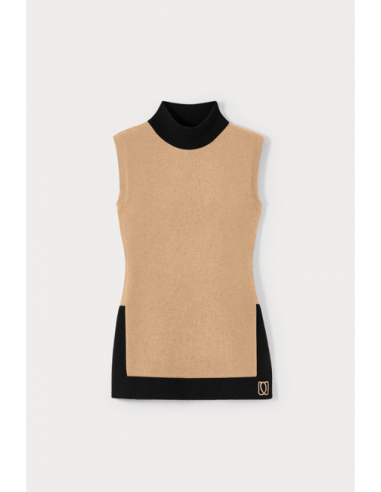 BICOLOR BEIGE & BLACK KNITWEAR TOP de votre