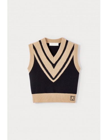 BEIGE & BLACK KNITWEAR TOP Toutes les collections ici