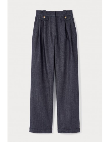 NAVY BLUE High-Waisted Denim Trousers de pas cher