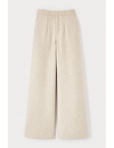 Diagonal Beige Wide-Leg High-Waisted Trousers pas cheres