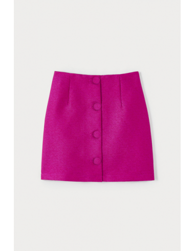 FUCHSIA Crepe Mini Skirt with buttons paiement sécurisé