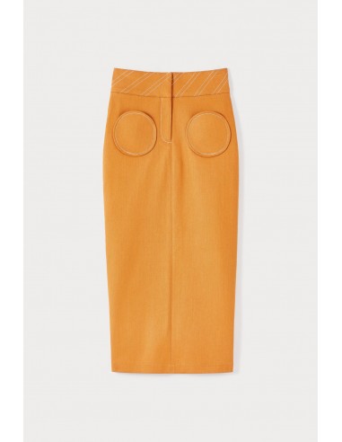 ORANGE Denim Pencil Skirt with Circular Pockets les muscles