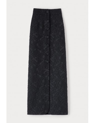 BLACK Embossed Button-Front Midi Skirt Fin de série