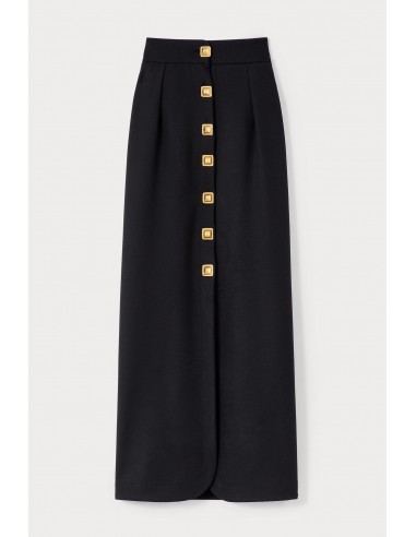 BLACK Button-Front Midi Skirt Economisez 