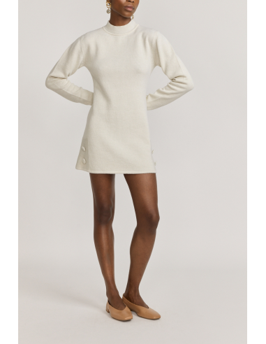 Ivory Knit Mini Dress with Button Details prix pour 