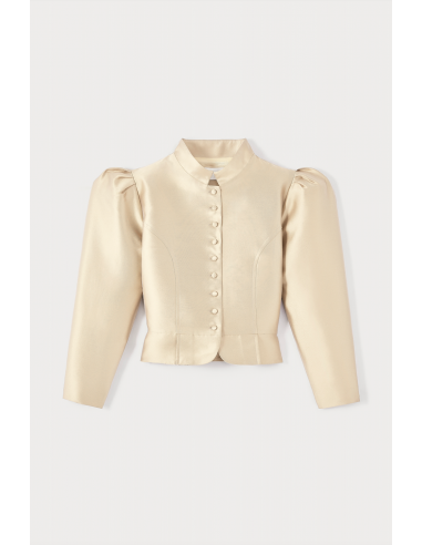 BEIGE Satin Puff Sleeve Jacket sur le site 