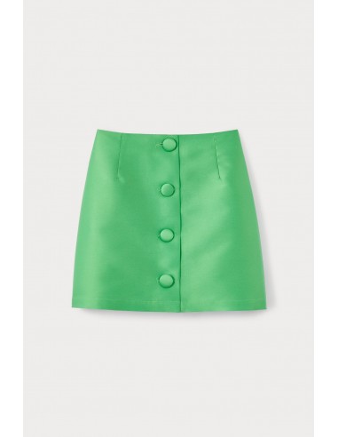 Mini-jupe en satin VERT POMME avec boutons 2 - 3 jours ouvrés.