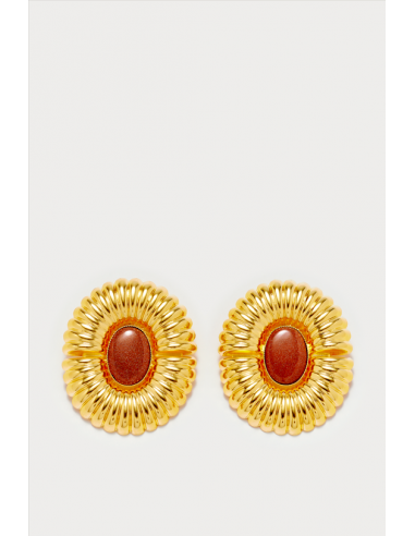 Boucles d'Oreilles Piercing Soleil Marron Pailleté soldes