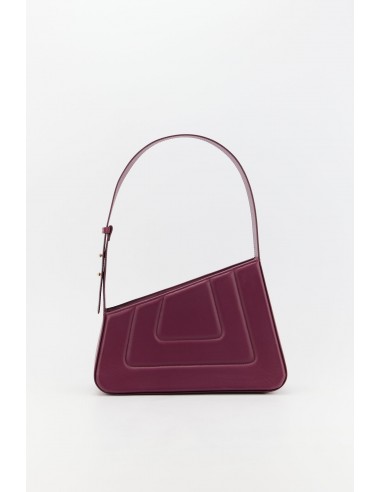 Mini sac matelassé asymétrique en cuir BURGUNDY plus qu'un jeu 