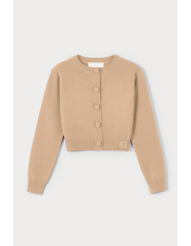 Gilet court boutonné BEIGE pas cher 