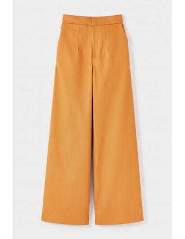 Pantalon taille haute à jambes larges en denim ORANGE soldes