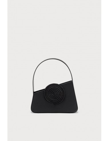 BLACK Asymmetric Leather Passementerie Mini Bag pas cheres