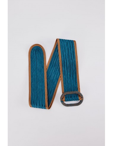 BLUE & ORANGE Passementerie Belt with Contrast Edging la livraison gratuite