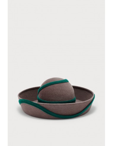 Dark Green & Beige Felt Hat with Wave Detail Le MVP de beaucoup