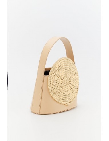 BEIGE Leather Handle Bag with Passementerie Details ou a consommer sur place