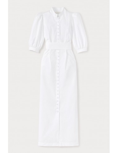 White Poplin Puff Sleeve Maxi Dress français