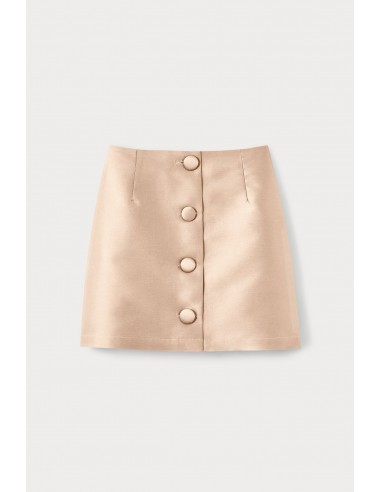 NUDE Satin Mini Skirt with buttons Dans la société mordern