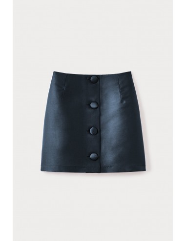 SLATE GREY Satin Mini Skirt with buttons les ligaments