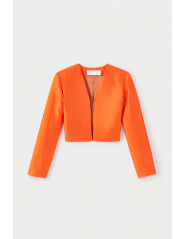 Orange Satin Cropped Jacket Paris Déstockage Promo