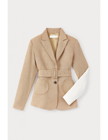 CHESNUT ECRU BICOLOR BELTED BLAZER store