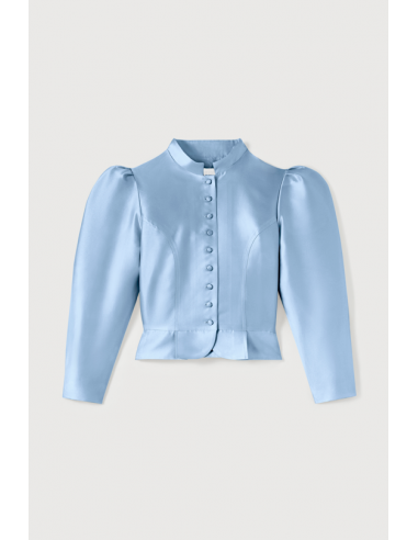 NIAGARA BLUE Satin Puff Sleeve Jacket le concept de la Pate a emporter 