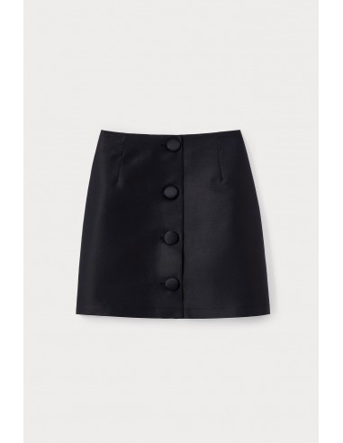 BLACK Satin Mini Skirt with buttons de la marque