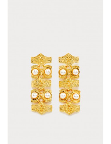 Vintage-Inspired Gold Earrings with Pearl prix