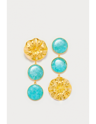 Cyan Daisy Double Stone Drop Earrings votre