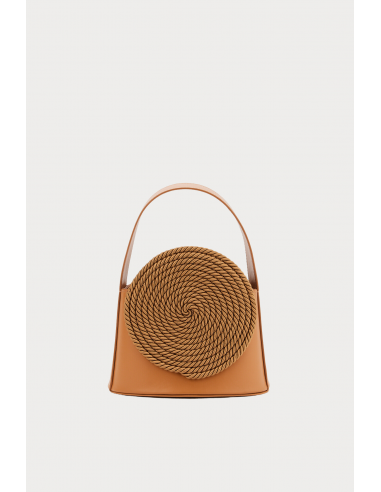 TOBACCO Leather Handle Bag with Passementerie Details l'achat 