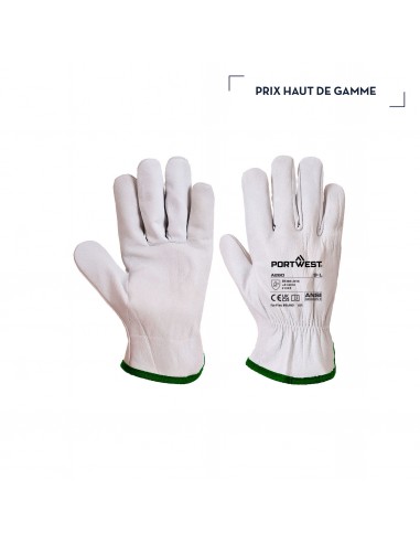 A260 | GANTS DE TRAVAIL DRIVER BLANC VENDU PAR 12 français