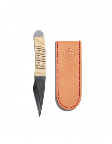 Grand Kiridashi manche rotin + étui en cuir naturel - Niwaki français