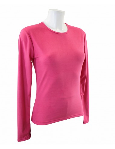 t-shirt femme manches longues col rond WAMI fuschia destockage