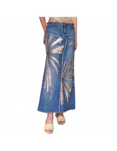 Roberto Cavalli S/S 2001 Maxi Denim Skirt Livraison rapide