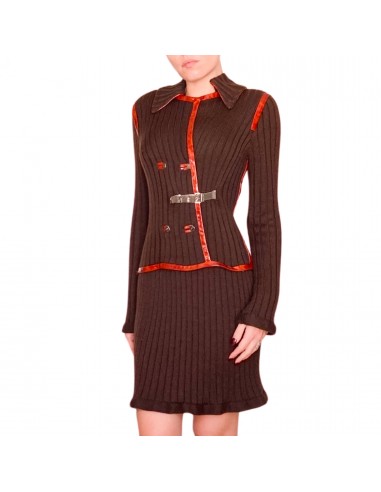 Fendi 90's  Wool & Leather knit dress Amélioration de cerveau avec