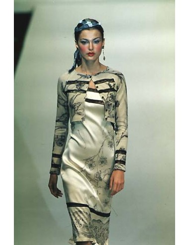 Blumarine F/W 1998 silver floral silk dress - runway 2023