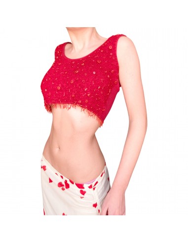 Blumarine S/S 1990 real coral embellishments crop top pas chere