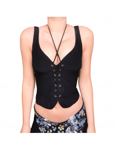 Moschino Couture 90's Black Lace-Up Corset Top de technologie